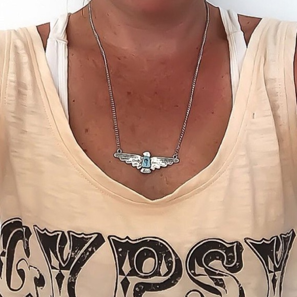 Turquoise/Silver Colored Eagle necklace